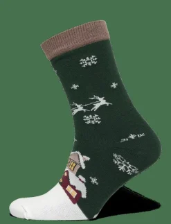 Happy Seasons Santa Claus Is Coming To Town Socks Navy - Sockor|Kvinnor Underkläder