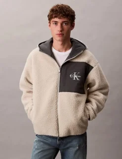 Calvin Klein Jeans Sweatshirts & Huvtröjor|SHERPA FUNNEL NECK FULL ZIP HOOD - Mellanlager