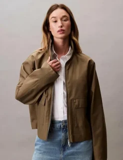 Kvinnor Calvin Klein Jackor & Kappor|SHORT COTTON JACKET - Tunna jackor