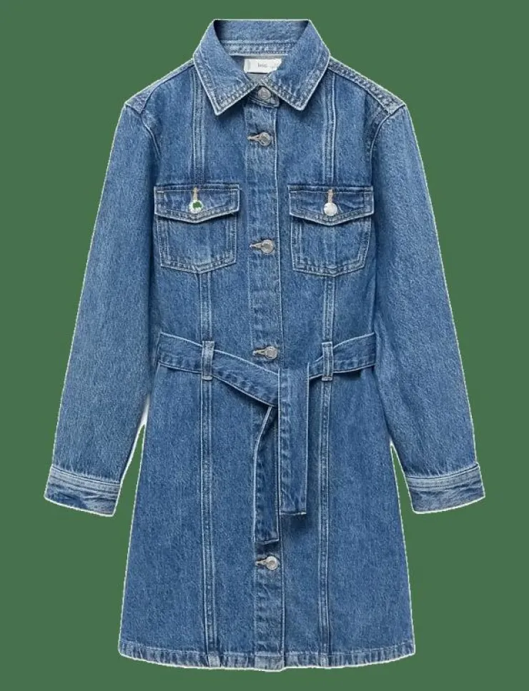 Mango Short denim dress - Långärmade vardagsklänningar|Barn Klänningar & Kjolar