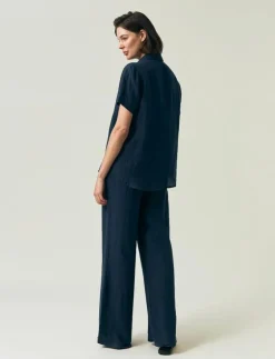 Kvinnor Lexington Clothing Blusar & Skjortor|Short Sleeve Linen Shirt - Linneskjortor