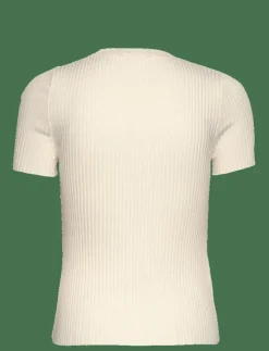 Mango Short-sleeved ribbed sweater with buttons - Stickat|Kvinnor Kläder