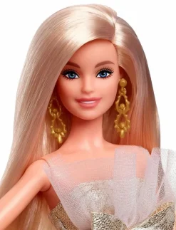 Barn Barbie Dockor & Tillbehör|Signature 2025 Holiday Fashion Doll, Seasonal Collector, Blonde with Silver & Gold Gown - Dockor