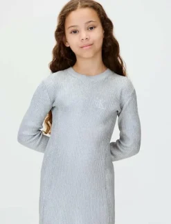 Calvin Klein COATED LS SWEATER DRESS - Långärmade vardagsklänningar|Barn Klänningar & Kjolar