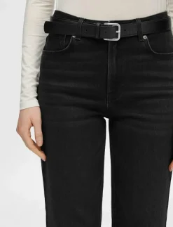 Selected SLFALICE HW WIDE LONG BLACK JEANS NOOS - Vida byxor|Kvinnor Denimkläder|Jeans