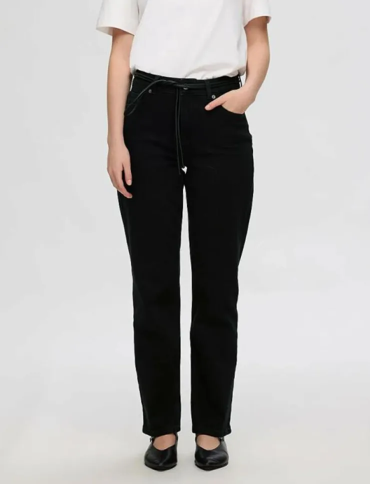 Kvinnor Selected Denimkläder|Jeans|SLFALICE MW STRAIGHT JEANS NOOS - Straight jeans