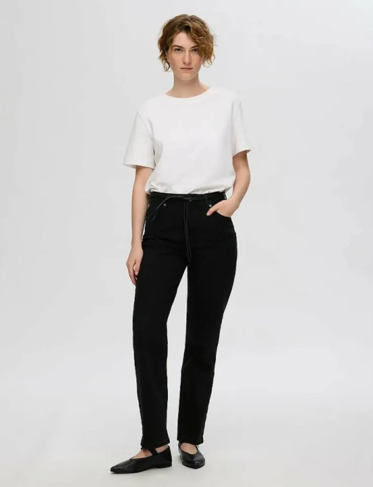 Kvinnor Selected Denimkläder|Jeans|SLFALICE MW STRAIGHT JEANS NOOS - Straight jeans