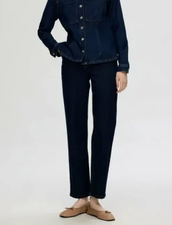 Selected SLFALICE MW STRAIGHT MOON BLUE JEANS - Straight jeans|Kvinnor Denimkläder|Jeans