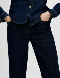 Selected SLFALICE MW STRAIGHT MOON BLUE JEANS - Straight jeans|Kvinnor Denimkläder|Jeans