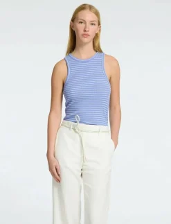 Kvinnor Selected T-Shirts & Toppar|SLFANNA O-NECK STRIPED TANK TOP NOOS - Linnen