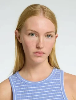 Kvinnor Selected T-Shirts & Toppar|SLFANNA O-NECK STRIPED TANK TOP NOOS - Linnen