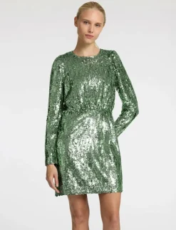 Kvinnor Selected Klänningar|SLFARI-COLYN LS SHORT SEQUINS DRESS B - Korta klänningar
