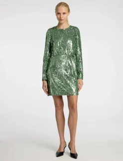 Kvinnor Selected Klänningar|SLFARI-COLYN LS SHORT SEQUINS DRESS B - Korta klänningar