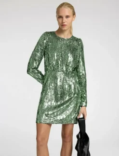 Kvinnor Selected Klänningar|SLFARI-COLYN LS SHORT SEQUINS DRESS B - Korta klänningar