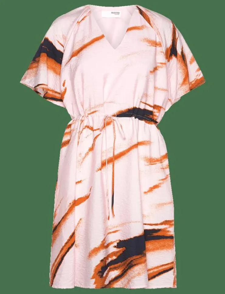 Kvinnor Selected Klänningar|SLFATTIA SS AOP V-NECK SHORT DRESS B - Korta klänningar
