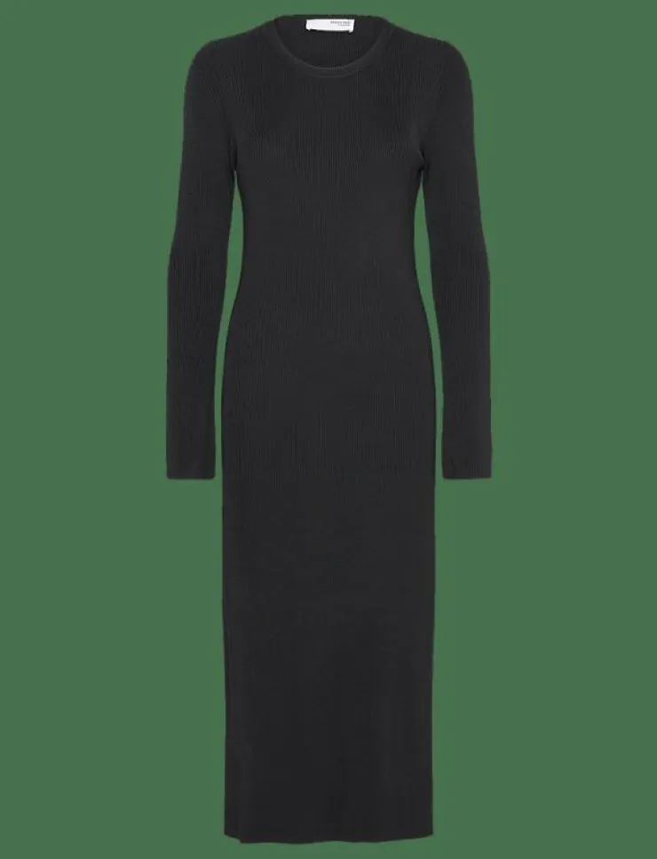 Kvinnor Selected Klänningar|SLFCARO LS RIB KNIT LONG DRESS - Midiklänningar