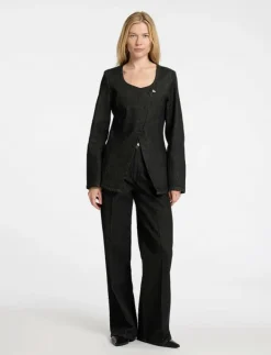 Kvinnor Selected Kavajer|SLFCORA U-NECK FITTED DENIM BLAZER - Enkelknäppta kavajer