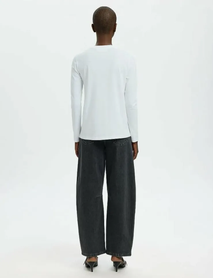 Kvinnor Selected Kläder|Plus Size & Curvy|SLFESSENTIAL LS O-NECK TEE NOOS - Långärmade toppar