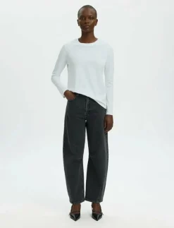 Kvinnor Selected Kläder|Plus Size & Curvy|SLFESSENTIAL LS O-NECK TEE NOOS - Långärmade toppar
