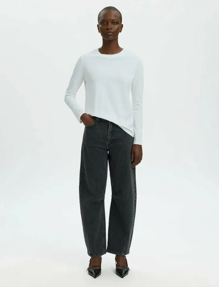 Kvinnor Selected Kläder|Plus Size & Curvy|SLFESSENTIAL LS O-NECK TEE NOOS - Långärmade toppar