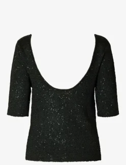 Kvinnor Selected T-Shirts & Toppar|SLFJOSIE 2/4 SEQUIN KNIT O-NECK TOP - T-shirts