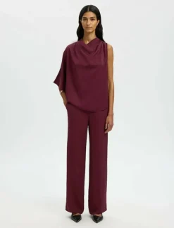 Kvinnor Selected Byxor|SLFLAURINA MW WIDE PANT B - Vida byxor