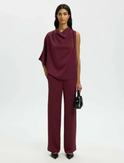 Kvinnor Selected Byxor|SLFLAURINA MW WIDE PANT B - Vida byxor