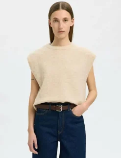 Selected SLFLULU SL KNIT VEST - Stickade västar|Kvinnor Västar