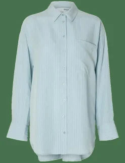 Kvinnor Selected Overshirts|SLFMADDIE LS STRIPED TENCEL SHIRT B - Långärmade