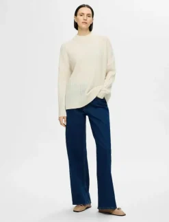 Kvinnor Selected Stickat|SLFMALINE LS KNIT HIGH NECK NOOS - Stickat