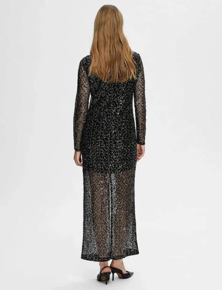 Kvinnor Selected Klänningar|SLFNOEL LS ANKLE SEQUINS DRESS B - Maxiklänningar