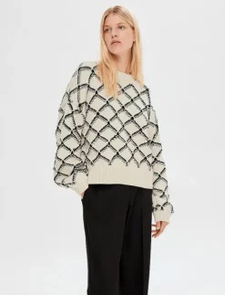 Selected SLFOLIVIA LS CROPPED KNIT O-NECK - Stickat|Kvinnor Stickat