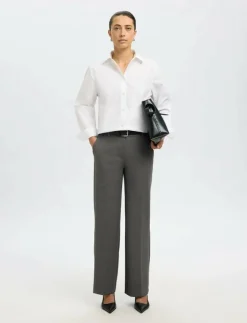 Selected SLFRITA MW WIDE PANT DGM N NOOS - Kostymbyxor|Kvinnor Kläder|Plus Size & Curvy