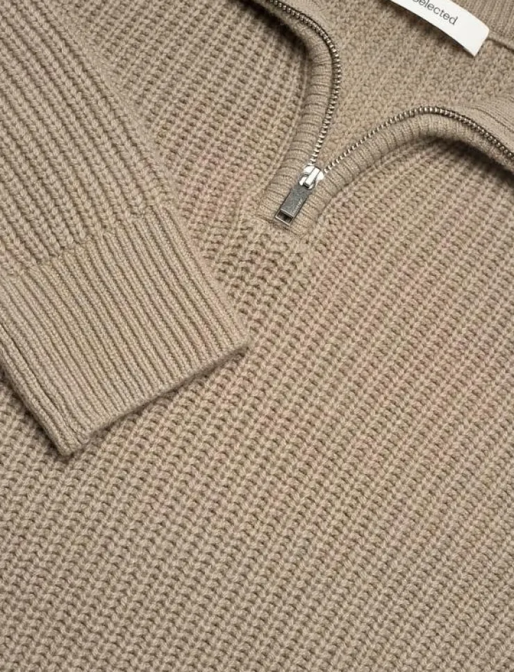 Selected Stickat|SLHLAND LS KNIT HALF ZIP - Stickat