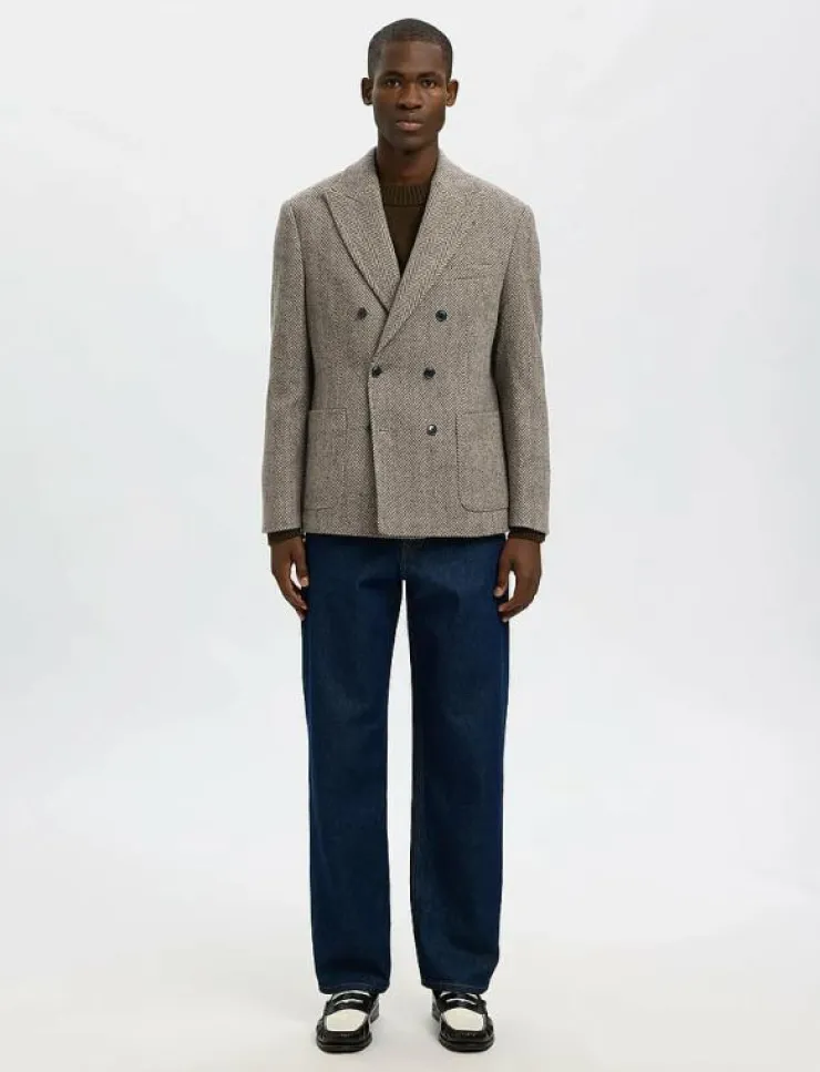 Selected SLHREG-MORRIS HBONE WOOL BLEND DB BLZ - Dubbelknäppta kavajer| Kostymer & Kavajer