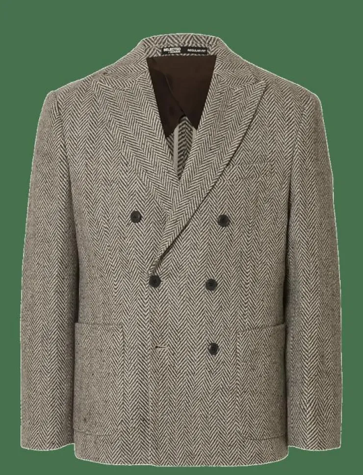 Selected SLHREG-MORRIS HBONE WOOL BLEND DB BLZ - Dubbelknäppta kavajer| Kostymer & Kavajer