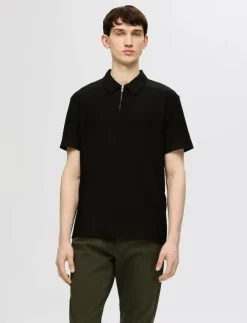 Selected Pikéer|SLHRELAX-PLISSE HALF ZIP SS POLO EX - Kortärmade pikéer