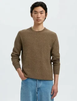 Selected SLHROSS LS KNIT STRUCTURE CREW NECK NOOS - Rundhalsad| Stickat