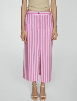 Mango Slit striped skirt - Midi kjolar|Kvinnor Kjolar
