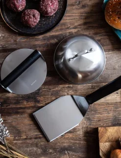 Satake Grilltillbehör|Köksredskap|Smash burger Set Stainless steel, black handle - Grilltillbehör
