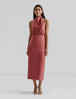 Malina Solange open back halterneck midi dress - Midiklänningar|Kvinnor Plus Size & Curvy|Klänningar