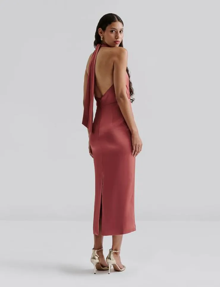 Malina Solange open back halterneck midi dress - Midiklänningar|Kvinnor Plus Size & Curvy|Klänningar