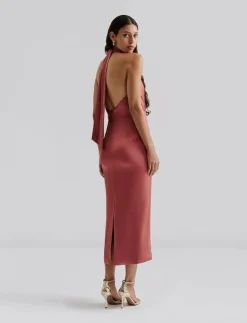 Malina Solange open back halterneck midi dress - Midiklänningar|Kvinnor Plus Size & Curvy|Klänningar