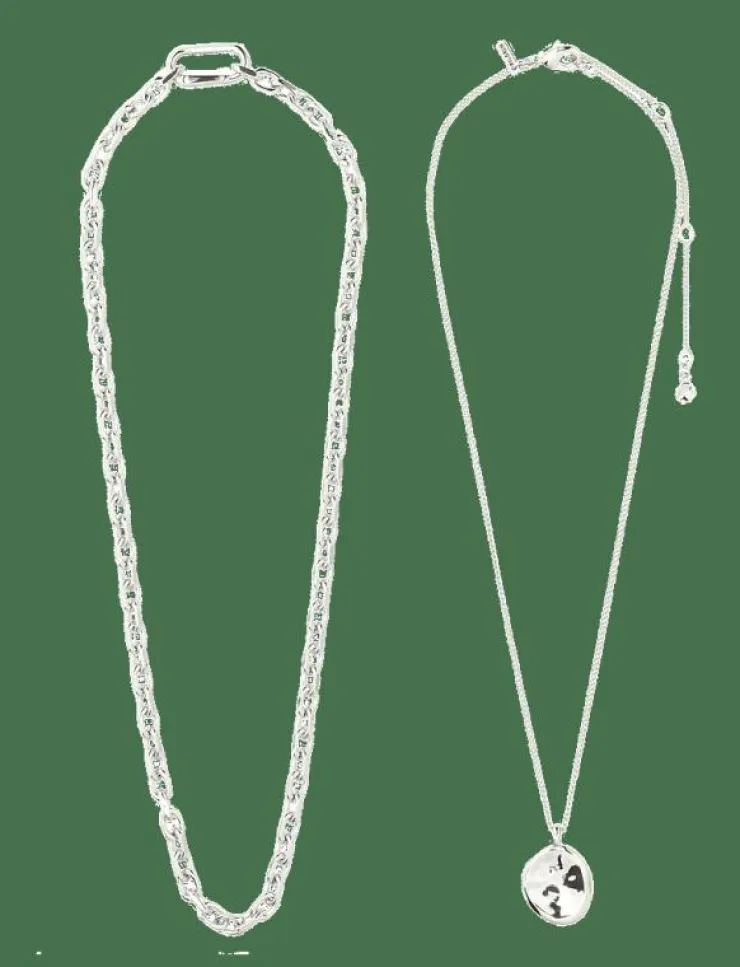 Pilgrim Smycken|SPARKLE necklace 2-in-1 set, silver-plated - Kedjehalsband