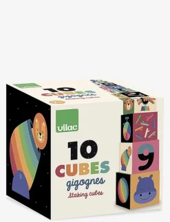 Vilac Stacking Cubes in Rainbow Colours by Andy Westface - Stapelbara klossar|Barn Babyleksaker|Babyleksaker