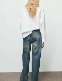 Mango Straight-leg jeans with eyelets - Straight jeans|Kvinnor Denimkläder|Jeans