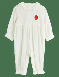 Barn Mini Rodini Nederdelar|Strawberry emb schiffli jumpsuit - Nederdelar