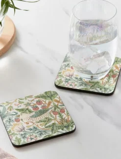 Morris & Co Strawberry Thief Coasters - Set of 6 - Serveringstillbehör| Serveringstillbehör