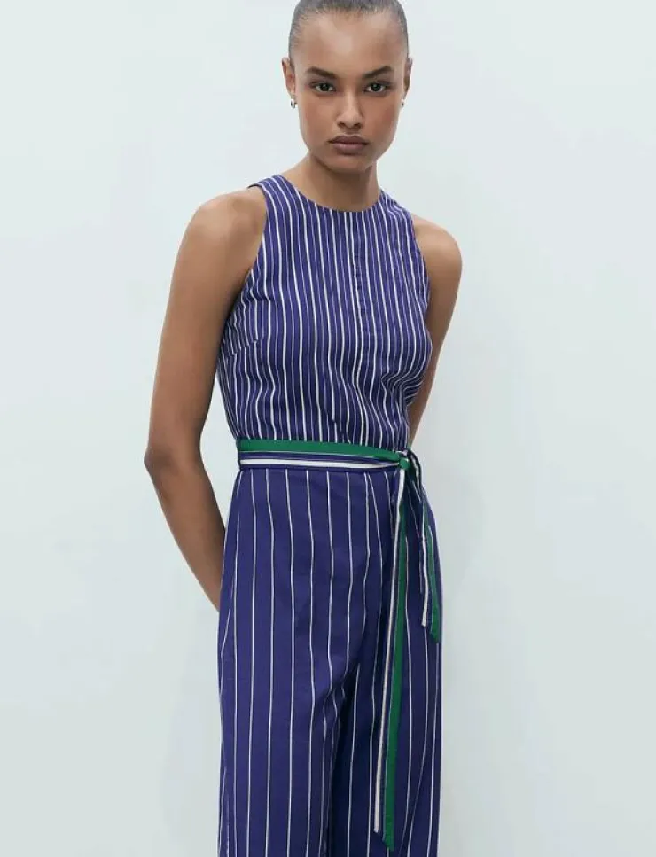 Mango Striped jumpsuit with belt - Jumpsuits|Kvinnor Jumpsuits