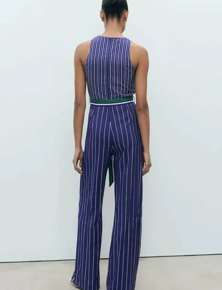 Mango Striped jumpsuit with belt - Jumpsuits|Kvinnor Jumpsuits